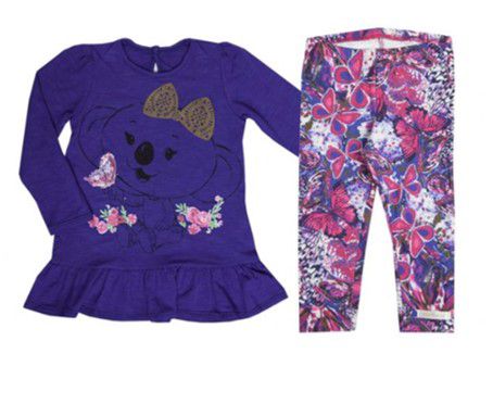 Conjunto de Blusa e Legging - Lilica Riplica Baby - Azul e Rosa