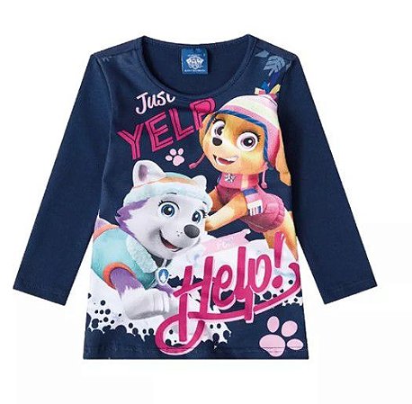 Blusa Manga Longa Bebê Menina Patrulha Canina Azul - Malwee
