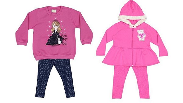 COMBO PAGUE 1 LEVE 2 Conjuntos Moletom Flanelado Bebê Menina