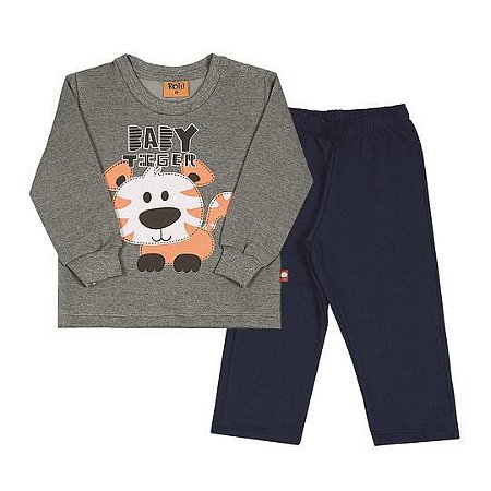 Conjunto de Blusão e Calça do Tigre - Azul e Cinza - Rolú