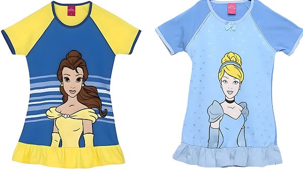 COMBO PAGUE 1 LEVE 2 Camisolas Manga Curta Infantil Menina Princesas Disney - Lupo