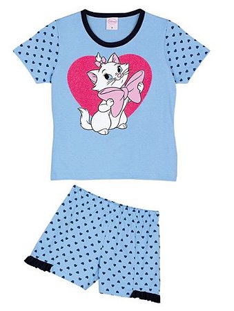 Pijama Infantil Gatinha Marie Azul - Lupo Disney