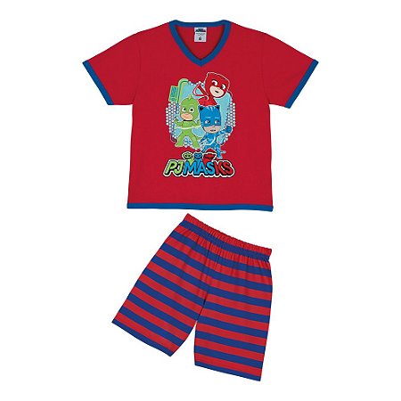 Pijama Manga Curta Bebê Menino PJ Masks Vermelho - Lupo