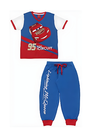 Pijama Manga Curta Infantil Meninos Carros Azul - Lupo
