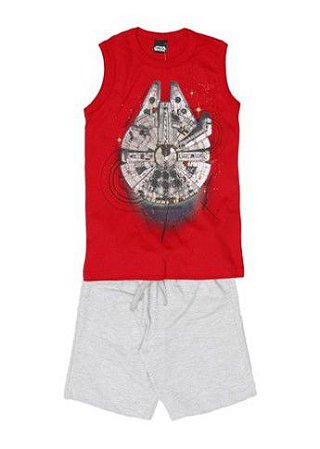 Conjunto Manga Curta Infantil Menino Star Wars Falcon Vermelho - Malwee