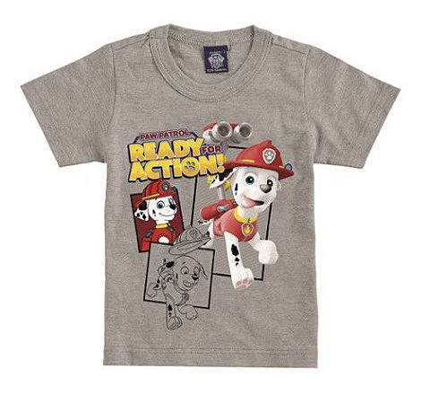 Camiseta Manga Bebê Menino Patrulha Canina Cinza - Malwee