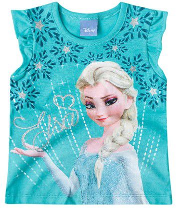Blusa Manga Curta Bebê Menina Frozen Verde - Brandili