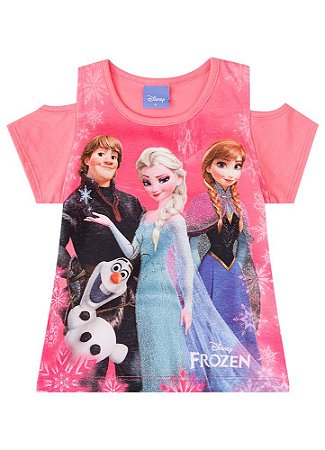 Blusa Infantil Menina Frozen Coral - Brandili