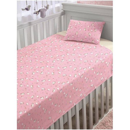 Jogo de Cama Bebê Estampa Rosa do Unicórnio 3 Peças - Lepper