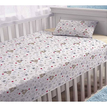 Jogo de Cama Bebê 3 Peças - Branco e Azul - Lepper