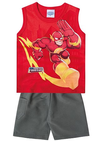 Conjunto de Regata e Bermuda - Vermelho - Flash - Brandili