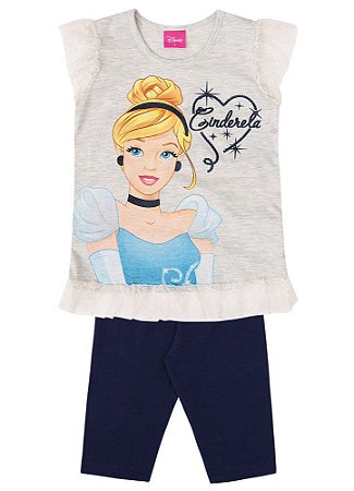Conjunto de Blusa e Bermuda Ciclista - Cinderela - Disney - Brandili