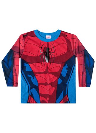 Camiseta Infantil Homem Aranha Gola Azul - Brandili