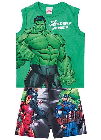 Conjunto Regata Infantil Menino Hulk Avengers - Brandili