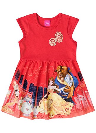 Vestido da Bela e a Fera - Disney - Vermelho - Brandili
