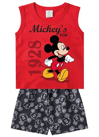 Conjunto Bebê Menino Mickey Disney Vermelho e Cinza - Brandili