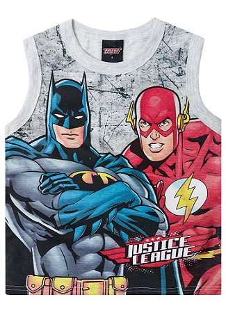 Regata Infantil Menino Batman e Flash Cinza - Brandili