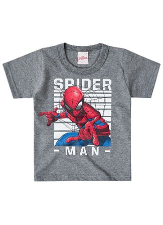 Camiseta do Homem Aranha - Cinza- Brilha no Escuro - Brandili