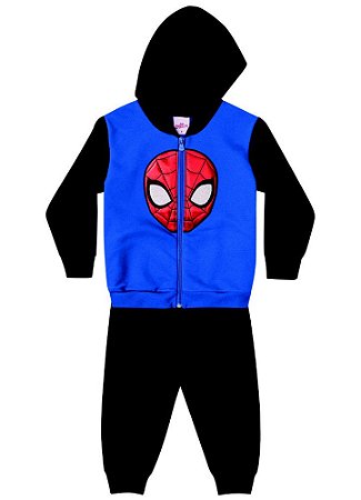 Conjunto de Jaqueta e Calça de Moletom - Homem Aranha - Azul e Preto - Brandili