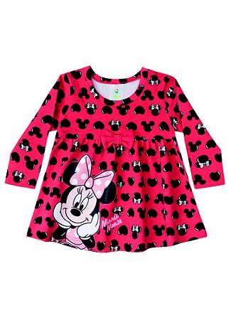 Vestido da Minnie - Corações - Disney Baby - Vermelho
