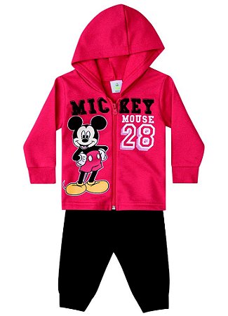 Conjunto Moletom Bebê Menino Mickey Vermelho e Preto - Brandili