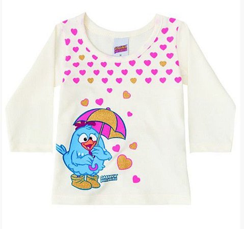 Blusa Manga Longa Bebê Galinha Pintadinha Off-White - Brandili