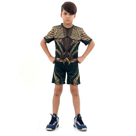 Fantasia Infantil Menino Aquaman Verde Modelo Curto - Sulamericana