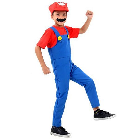 Fantasia Infantil Mario Bros - Vermelha e Azul