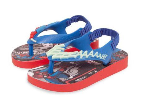 Chinelo com Tira Flexível Bebê Menino Homem Aranha Azul - Grendene