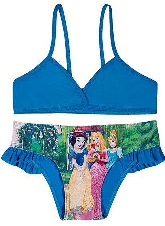 Biquini Infantil Menina Princesas da Disney Azul - Tiptop