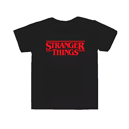Camiseta Manga Curta Infantil Juvenil Stranger Things Netflix Preta - Malwee