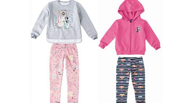 COMBO PAGUE 1 LEVE 2 Conjuntos Moletom Bebê Menina Personagens Malwee