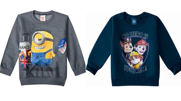 COMBO PAGUE 1 LEVE 2 Moletom Flanelado Bebê Personagens - Malwee