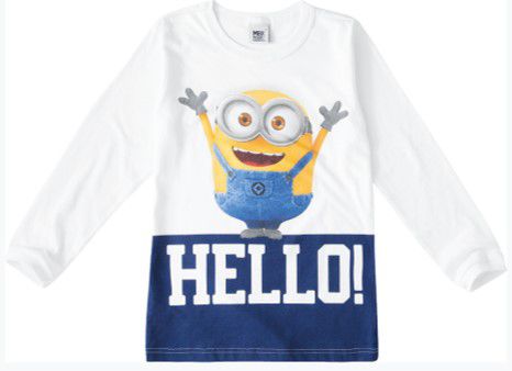 Camiseta Manga Longa Infantil Menino Minions Branca - Malwee