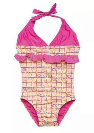 Maiô Bebê Menina Amarelo com Babado Rosa - Lilica Ripilica Baby