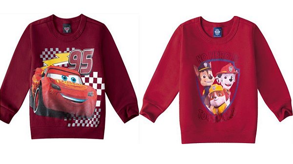 COMBO PAGUE 1 LEVE 2 Moletom Flanelado Bebê Menino Personagens Malwee