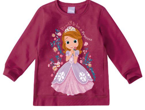 Moletom Flanelado Bebê Menina Princesa Sofia Bordô - Malwee