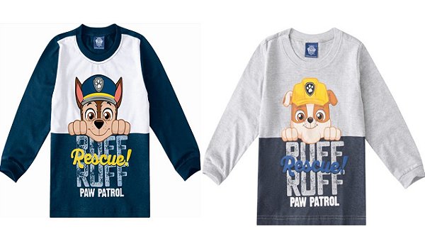 COMBO PAGUE 1 LEVE 2 - Camiseta Manga Longa Bebê Patrulha Canina - Malwee