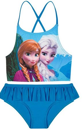 Biquini Infantil Menina Frozen Azul Turquesa - Tiptop