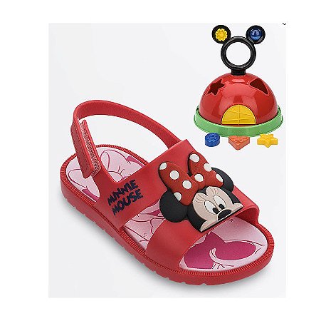 Sandália Infantil Minnie Vermelha Com Brinde - Grendene Kids - AmoPersonagem