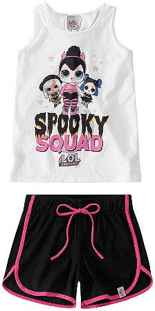 Conjunto Manga Curta Infantil Menina Lol Branco e Preto - Malwee