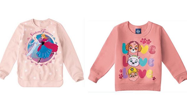 COMBO PAGUE 1 LEVE 2 Moletons Flanelado Bebê Menina Personagem - Malwee