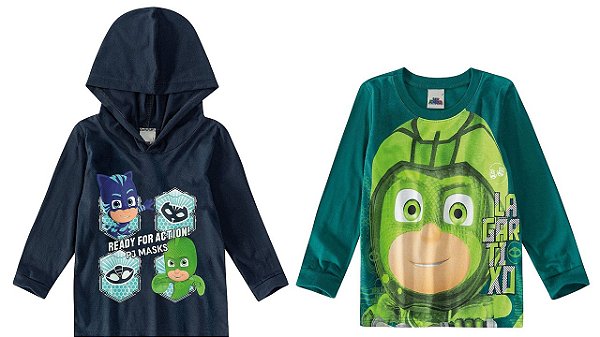 COMBO PAGUE 1 LEVE 2 Camisetas Manga Longa Bebê Menino PJ Masks Malwee