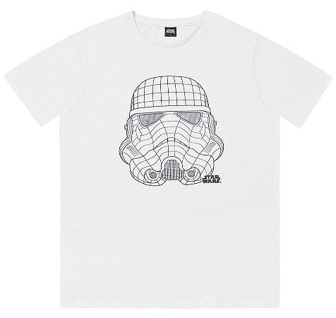 Camiseta Manga Curta Adulto Masculina Stormtrooper Star Wars Branca- - Fakini