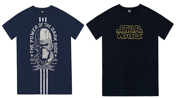 COMBO PAGUE 1 LEVE 2 Camisetas Manga Curta Adulto Masculina Star Wars - Fakini
