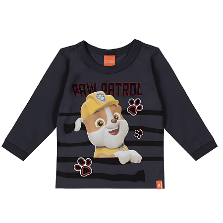 Camiseta Manga Longa Infantil Menino Patrulha Canina Cinza - Malwee