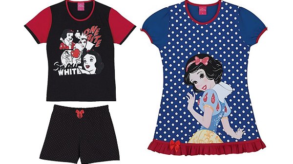 COMBO PAGUE 1 LEVE 2 Pijama e Camisola Manga Curta Infantil Menina Branca de Neve - Lupo