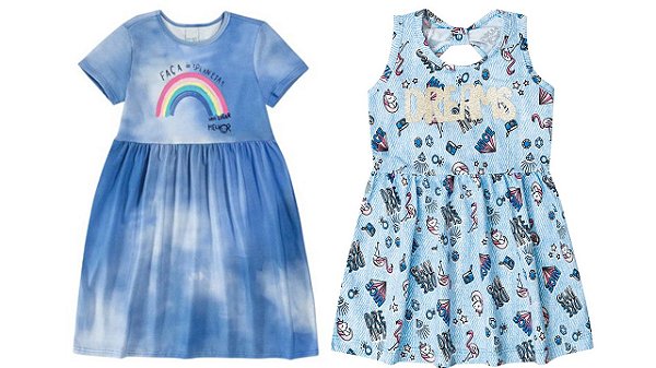 COMBO PAGUE 1 LEVE 2 Vestidos Manga Curta Bebê Menina