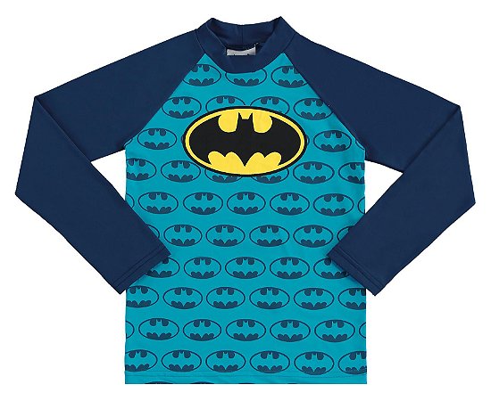 Camiseta Manga Longa Proteção UV Infantil Menino Batman Azul - Marlan