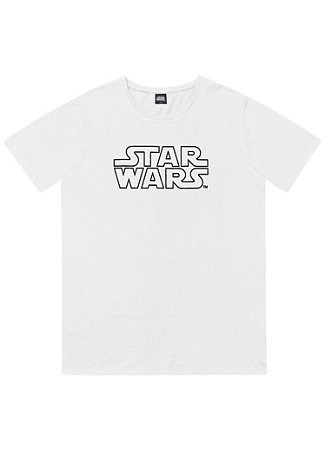 Camiseta Manga Curta Adulto Masculino Star Wars Branca - Fakini